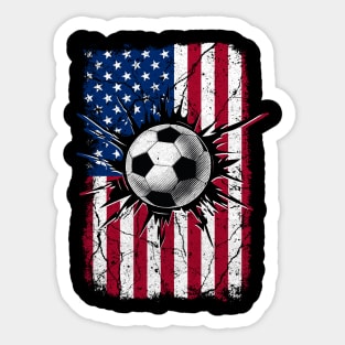 Vintage Soccer 4th of July Men USA American Flag Boys Sticker
